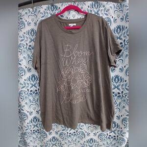 Maurices Brown Floral Embroidered Tee